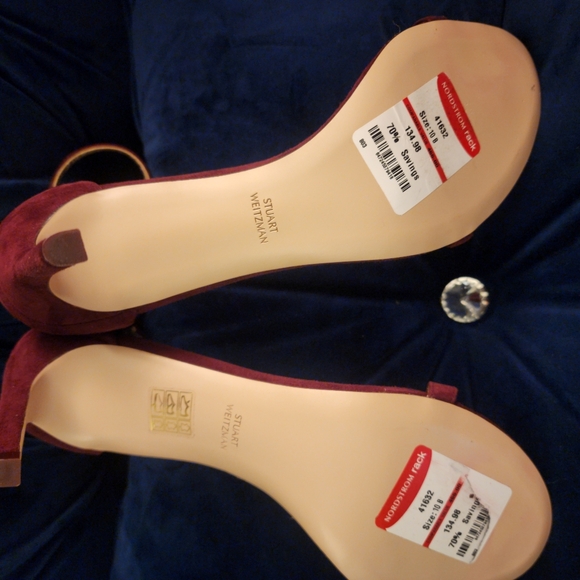 NWT Stuart Weitzman Nudist 75 Cylinder Sandal - Burgundy Suede Size US 10 M - Picture 5 of 9